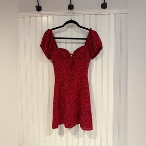 Realisation Par Red Puff Sleeve Sweetheart Sundress